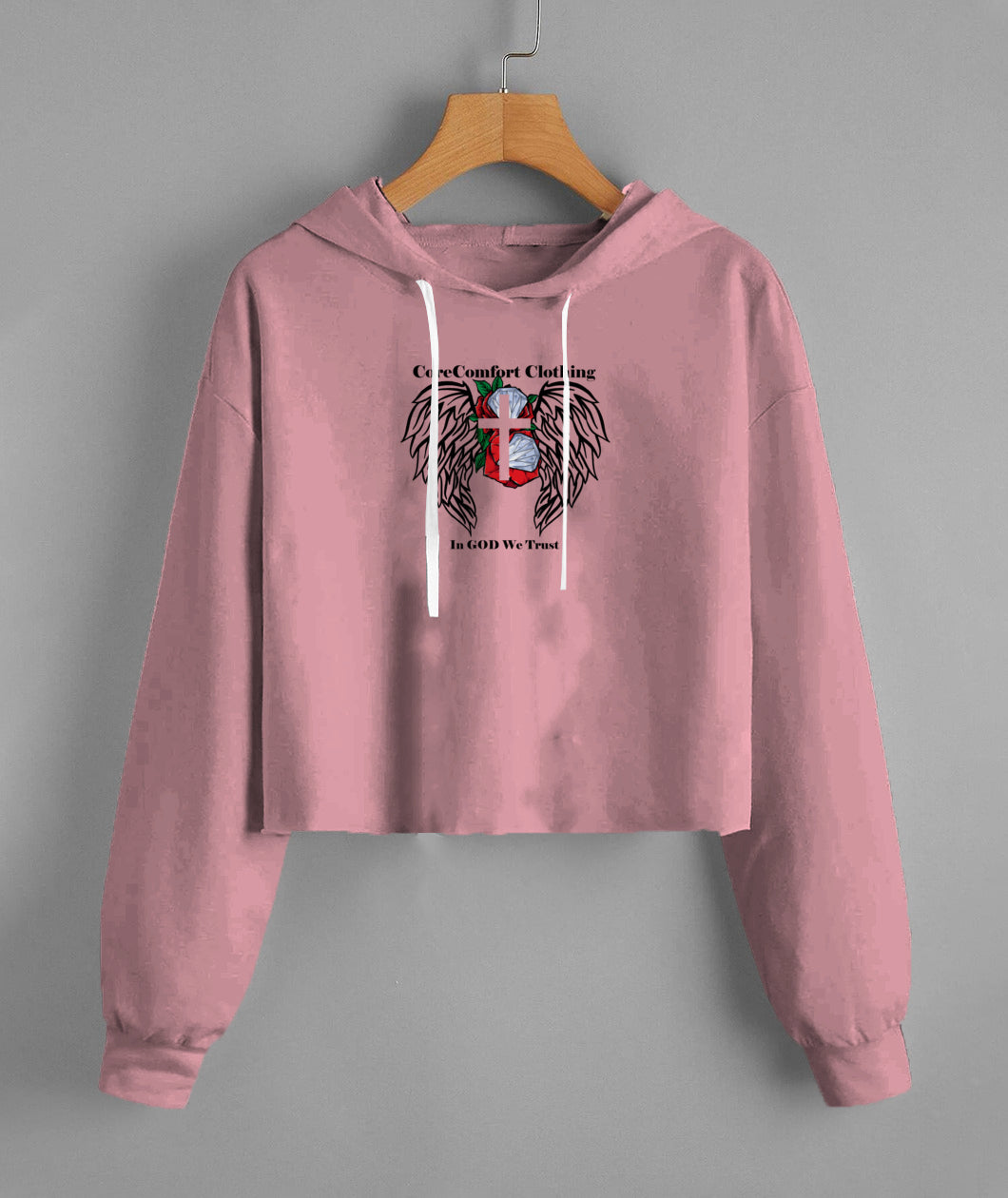 CoreComfort Angel Rose Fleece Cropped Hoodie