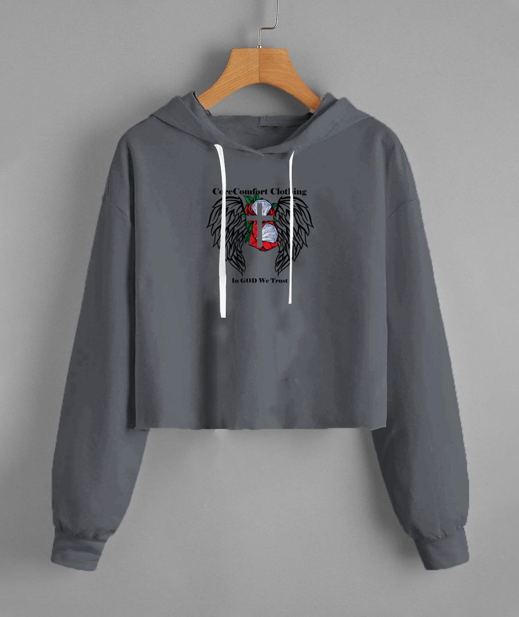 CoreComfort Angel Rose Fleece Cropped Hoodie