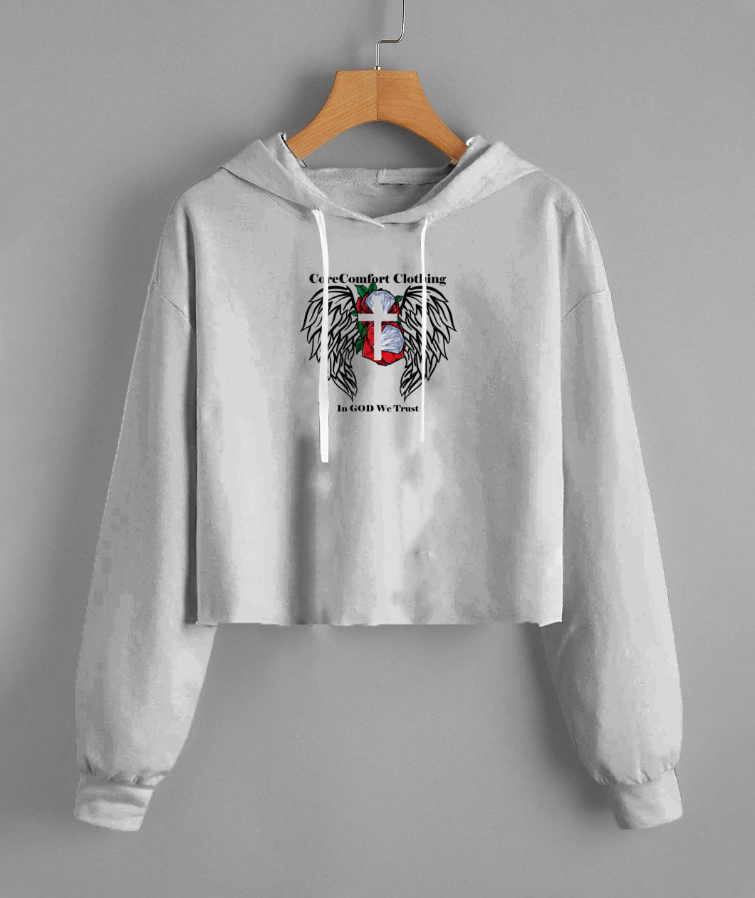 CoreComfort Angel Rose Fleece Cropped Hoodie 